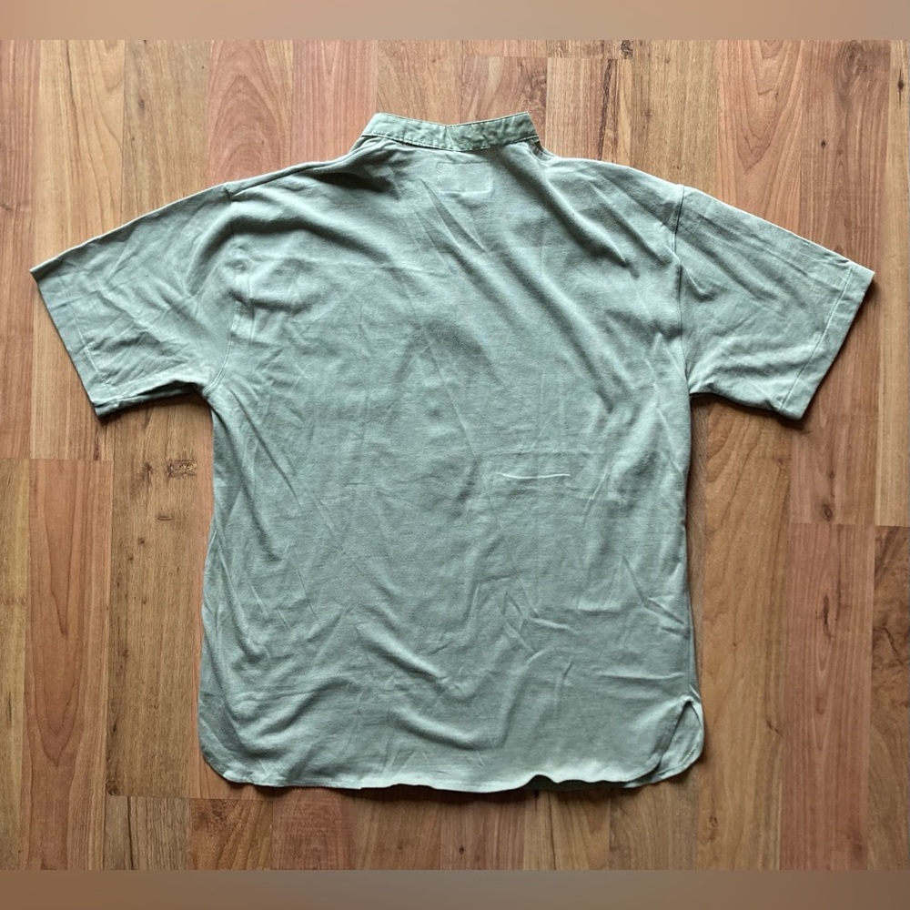 VTG Levis Urban Camouflage Collarless Short Sleeve Green Henley Mens XL Shirt - Picture 8 of 8
